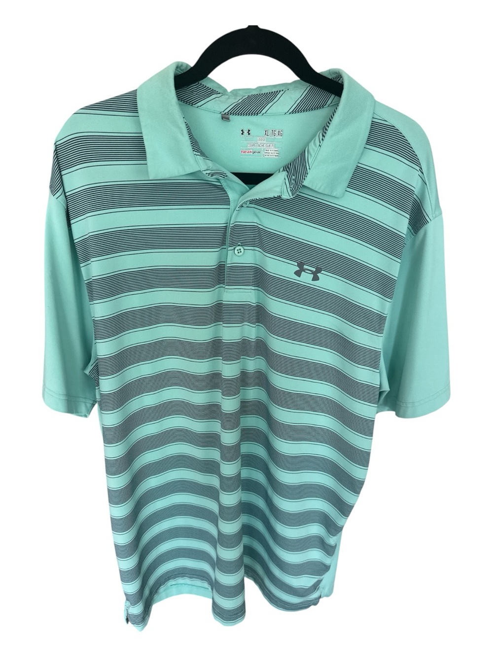 Under Armour Men’s Mint Green and Gray Striped Polo